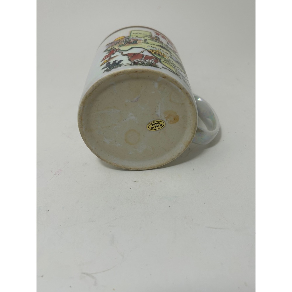 Vintage Texas Map Souvenir Coffee Mug Iridescent Pearlized Lusterware Ceramic - Picture 6 of 6